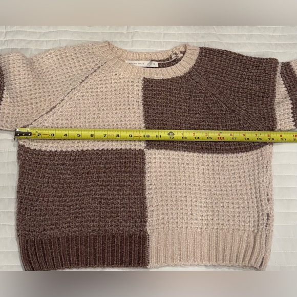 Altar’d State Colorblock Knit Cropped Sweater Cream and Brown Size XS - Picture 5 of 7